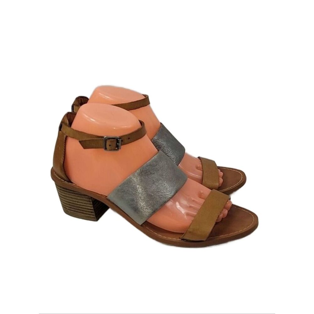 Madewell Warren Silver / Tan Leather Women's Sandals